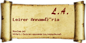 Leirer Annamária névjegykártya